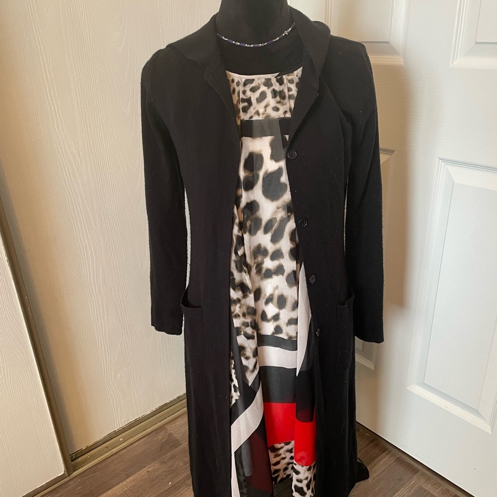 Max Studio Long Stylish Black Sweater with Hood Size S